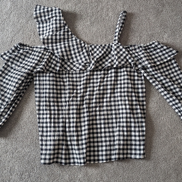 Express EUC Gingham one shoulder strap blouse L - Picture 6 of 6
